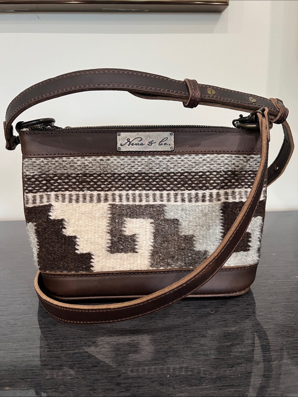 Nena & Co Leather & Wool  Southwestern Pattern Crossbody - Picture 4 of 16